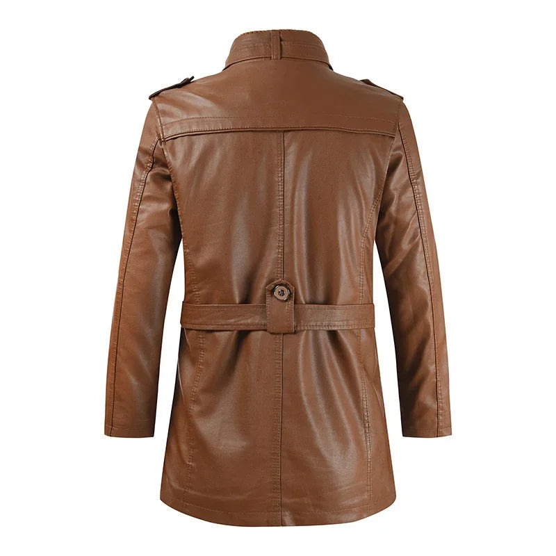 אורלנדו | מעיל עור בייקר ארוך ואלגנטי